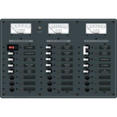 Blue Sea Systems 8084 AC Main + 6 Positions/DC Main + 15 Positions Circuit Breaker Panel, electrical needs, boat owner, RV owner, circuit breaker panel, AC and DC buses, label backlighting, reverse polarity LED lights, AC Isolation Cover, DC branch circui