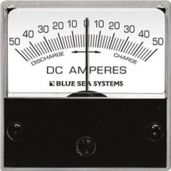 Blue Sea Systems 8041 DC Analog Ammeter, 50A-0-50A with Shunt, electrical monitoring, boat, RV, backlighting, installation, terminal cover, 2" DIN, Blue Sea Systems, reliability, accuracy.