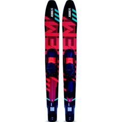 Jobe 20242200165 Hemi Combo Water Skis, 65", beginner level water skiing enthusiasts, slalom toe, stability, control, wide profile design, tunnel design, bindings, Jobe Sports, durability, style.