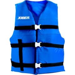 Jobe 247720031 Universal Vest, Blue, water enthusiasts, safety, comfort, ULC-certified, EPE foam, buoyancy, nylon fabric, adjustable straps, YKK buckles, water drainage system, open sides, Jobe sports, vibrant color, kayaking, paddleboarding.