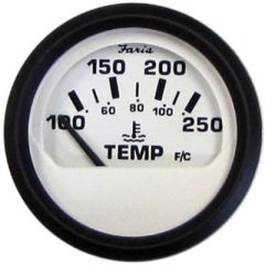 Faria Euro 2" Water Temperature Gauge, Euro White Series Temp Gauge