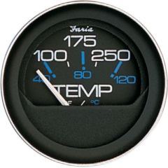 Faria Coral Black 2" Water Temperature Gauge, marine instruments