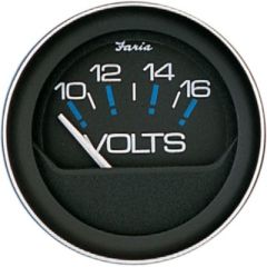 Faria Coral Black 2" Voltmeter Gauge, 12-volt DC electrical system