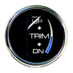 Faria Chesapeake SS Black 2" Gauge, Trim Gauge, Boat Dashboard, OMC O/B Engine, Polished Stainless Steel Bezel, Perimeter-lighted Dial, Domed Glass Lens
