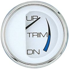 Faria Chesapeake SS White 2" Gauge, Trim Gauge, boat dashboard, Mercury, Mariner, Mercruiser, Volvo DP, Yamaha-'01 & newer models, perimeter-lighted dial, blue and black graphics, polished stainless steel bezel, domed glass lens, marine environment, boat 