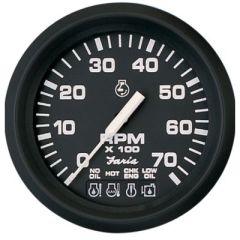Faria 32850 Euro Tachometer, Gas-Powered J/E Outboard, System Check Indicator, OMC engines, marine gauges, boat dashboard, RPM performance, boating adventures