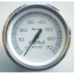 Faria Chesapeake SS White 4" Gauge - Tachometer, 7000 RPM Universal Outboards