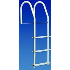 Dock Edge Bright White Howell Galvalume Fixed Dock Ladder, Hardware, marine application, durable construction, stainless steel hardware, rail height, secure footing, weight capacity, Galvalume finish, waterfront property, marine experience.