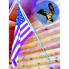 Dock Edge Fly-Right, Aluminum Wall Mount Flag Pole, U.S. Flag, Torsion Rod System, Swivel Rings, Golden Eagle