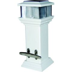 Dock Edge CleatLite Solar Rechargeable Dock Light, Stainless Steel Mooring Cleat, LED brightness, durability, saltwater, freshwater, easy installation, wire-free design, long-lasting performance, 12 hours runtime, Colonial-style pillar, boat illumination,