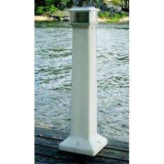 Dock Edge Sentinel Solar Rechargeable Lite, Tapered Pillar, Solar-powered lighting, Life ring station, Sleek design, Rechargeable batteries, Saltwater resistant, Freshwater compatible, 35" height, LED lights, Dock Edge manufacturer