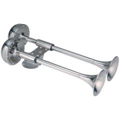 Marinco Compact Dual Trumpet Electric Horn, Stainless Steel, 12V, Vehicle Safety, Powerful Sound, Durable Design, Easy Installation, Reliable Brand