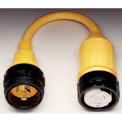 Marinco Standard Pigtail Adapter, Dock Side Male 30A 125V Locking, Boat Side Female 50A 125/250V Locking, Sealing Collar System, Power Connection, Marine Environments, Reliable Connection, Afi/marinco/guest/nicro/bep, Quality and Reliability, Gender Femal