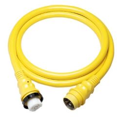 Marinco 50 Amp 125V Standard ShorePower Cordset, Yellow, marine power cord, LED power indicator, marine-grade construction, watertight connection, 5-year warranty, Afi/marinco/guest/nicro/bep, marine industry, power supply.
