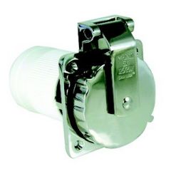 Marinco 6373EL-B, Stainless Steel Power Inlet, Easy Lock System, Soft Touch Cap, Rear Safety Enclosure, Marine Applications, Afi/marinco/guest/nicro/bep, Quality and Innovation.