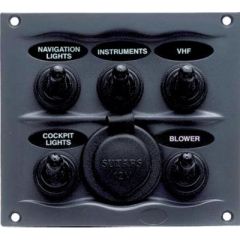 Marinco Waterproof Switch Panel, electrical needs, boating enthusiasts, outdoor adventurers, reliable power, switch panel, navigation lights, bilge pump, stereo system, electrical mishaps, sprayproof inline fuse holders, 12VDC 16A power socket, waterproof