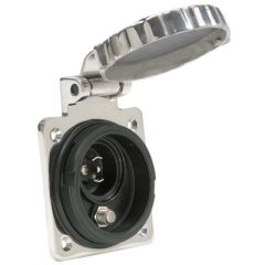 Marinco PH6592TV-SS Stainless Steel Phone Inlet, Cable TV Inlet, Waterproof Cap, Soft Touch Design, Watertight Rear Boot, Afi, Marinco