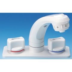 Whale Marine RT2498 Elegance White Faucet & Shower Mixer, Attwood Marine, bathroom fixtures, modern home, luxurious shower, water temperatures, retractable hose, threaded hose connection, durable design, white finish, bathroom decor, statement piece, bath