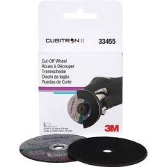 Cubitron™ II Cut-Off Wheel, precision cutting, auto body technicians, ultra high strength steel, ceramic grain, ANSI-approved flanges, 25,000 RPM, 3M, 3/8" hole size, 3" x 1/25" size.