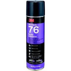 3M Hi-Tack 76 Spray Adhesive, industrial aerosol spray, high-tack formula, polyethylene, rubber, fabric, felt, cardboard, cork, foil, plastics, wood, metal, glass, durable bond, 24 oz. size, aerosol form, mess-free application, 3M manufacturer, profession