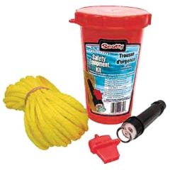Small Vessel Safety Equipment Kit, Canadian Coast Guard, buoyant heaving line, watertight bailer container, sound signaling device, pea-less whistle, watertight flashlight, Scotty downriggers