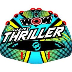 WOW Giant Thriller Towable, 4 Riders, water adventure, thrill-seekers, Tuff Shell, durability, stability, comfort, EVA foam pad, reinforced towing system, speed valve, custom designer graphics, submarining prevention, ample space, adrenaline-pumping, leis