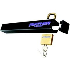 Panther Outboard Motor Lock, safeguard, theft protection, carbon steel, durable, rust-resistant, secure, noise dampeners, tamper-resistant, elegant design, boating accessory