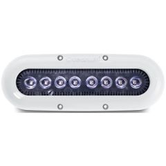 Ocean LED X8 Underwater Light, Midnight Blue, White Bezel, marine lighting, boat illumination, energy-efficient, OceanLED X-Series, underwater spectacle, boat enhancement