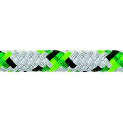 Samson 435028505030 XLS3 Yacht Braid, 7/16" (11mm), White w/Green Tracer, cruising sailors, low-stretch polyester, smooth rendering, long-lasting cover, polyester core, optimal performance, open waters, easy to splice, abrasion resistance, durability, sai