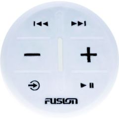 Fusion 0100216701, ANT Wireless Stereo Remote, White, marine stereo, wireless audio control, Fusion ARX70, ANT technology, media controller, IPX6, IPX7 water resistant, CR2032 battery, VHB tape, Garmin, boating experience.