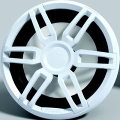 marine subwoofer, LED cone, sport white, grey grills, audio system, immersive experience, LED lighting, marine environment, UV protection, salt fog protection, Garmin, 600 watts, on-water entertainment