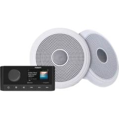 Fusion 0100225050 MS-RA210 Stereo Kit, 6.5" XS Classic White Speakers, Fusion-Link technology, DSP technology, XS Series 6.5" Speakers, Garmin marine technology