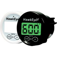 HawkEye DT2BTM Depthtrax™ 2B Depth Finder, Transom Mt Transducer, high-speed performance, algorithmic programming, LCD icon display, Advanced Warning System, keel offset adjustment, alarm muting, SoftGlow backlit display, customizable face plates, marine 