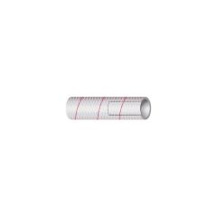 Shields Marine Hose, Clear Reinforced Series 162 PVC Tubing, Red Tracer, pressurized water system, washdown pump connections, head intake hose, heavy-duty wall, polyester braid, hot water applications, cold water applications, FDA standards, burst pressur