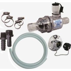 Perko 0457DP7 Complete Flush Pro Kit, 1-1/4", boat engine, safety, installation, high-quality, durable, transparent body, check valve, winterizing, adapter, fittings, clamps, secure connection, worry-free.