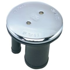 Combination Gas Fill & Tank Vent, Straight Neck, Boat Owner, Gas Filling, Tank Venting, Perko, Chrome Plated Bronze, Stainless Steel Beaded Chain, Flame Arrestor, Anti-Surge Valve, Deck Plate Key, Hose Size 1-1/2"