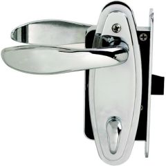 Perko 710002LIC Mortise Latch Set, Chrome Plated Brass, Zinc Alloy, Privacy Lock, Security, Interior Cabin, Head Enclosure, Left In, Right Out, 3/4" - 1-1/2" Thick Door, Escutcheon Plates, Safety Unlock, Complete Privacy, Peace of Mind, Quality, Reliabili