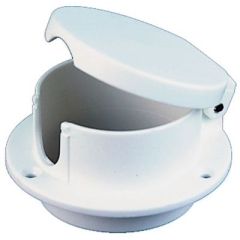 White Plastic Rope Deck Pipe, boat enthusiast, Perko, marine conditions, U.V. stabilized, fiber reinforced, hinged cover, snap-down cover, installation, aesthetics, vessel, elegance, flange size, line size, rope thicknesses, boating adventures, essential 