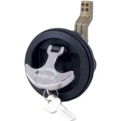 T Handle Flush Lock, Black, Perko, Zinc Handle, Stainless Steel Stem, Offset Cam Bar, Secure Locking, Elegant Design, Versatile, Cabinets, Doors, Security Upgrade