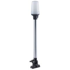 ALL-RD Pole Light, White Vert Mt, USCG certification, 2-mile visibility, anodized aluminum tube, fold-down adjustable angle, 12V bulb, Perko manufacturer, marine lighting, boat lighting, safety, style