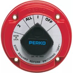 Battswitch w/Alternator Disconnect, medium-duty battery management, emergency disconnect, ignition-protected design, 250 amps continuous, 360 amps intermittent, Alternator Field Disconnect (AFD) Models, compact size, UL Listed, Perko, locking feature, bat