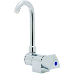 Ambassador 1330209CP Trinidad Elite Folding Tap, J-Spout Faucet, chrome finish, ceramic disc valve, single hole mount, all-brass body, 1/2" NPS-M connection size, marine product, kitchen upgrade, bathroom renovation.