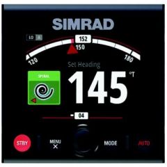 Simrad AP44 Autopilot Controller, glass helm styling, waypoint navigation, fuel efficiency, automated turn patterns, No Drift steering technology, depth contour tracking, auto tuning, low power consumption, Lowrance craftsmanship.