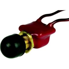BEP 1001506 PVC Coated Push Button Switch, Off–(On), Cole Hersee M-608 Compatibility, Afi/marinco/guest/nicro/bep Manufacturing, 10A @12V Rating, 16 AWG Wire Leads, Jun-36 Voltage Rating, 8-inch Length