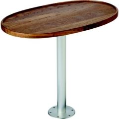 Garelick EEz-in 75449 Stowable Pedestal System, Teak Oval Table Top
