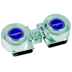 Ongaro Standard Mini Double Compact Horn, 12V, marine vessel, PMG 304 stainless steel, powerful sound, compact size, 12V compatibility, 1-year warranty, Schmitt marine steering wheels, reliability, boating adventures