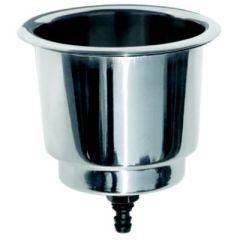 Ongaro Flush Mount Drink Holder, Stainless Steel, Drain & Plug, Schmitt Marine Steering Wheels, Beverage Containers, Secure Fit, Versatile Compatibility, Premium Quality