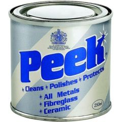 Peek Polish, 250 ml, Paste Can, 12/case, Tri-peek Canada Limited, brass, copper, stainless steel, silver, gold, chrome, fiberglass, ceramics, glass, acrylics, painted surfaces, oxidation, heat discoloration, corrosion, scale, anti-oxidant protective barri