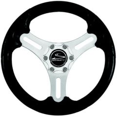 Schmitt Torcello Lite Steering Wheel, 13" Black/Silver, boat enthusiast, marine conditions, polyurethane, aluminum spoke, 3/4" tapered shaft, Schmitt, boating experience