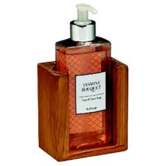Whitecap Teak Liquid Soap Holder, bathroom accessory, teak wood, oval and rectangular soap holder, hand sanitizer bottles, stylish design, compact size, sturdy construction, versatile, durable material, water-resistant, premium product, luxury bathroom de